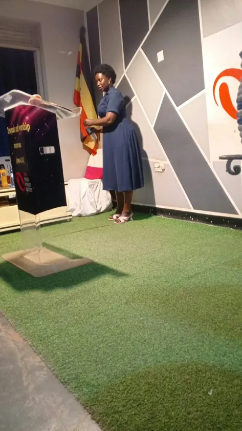 Woman standing near the church lectern